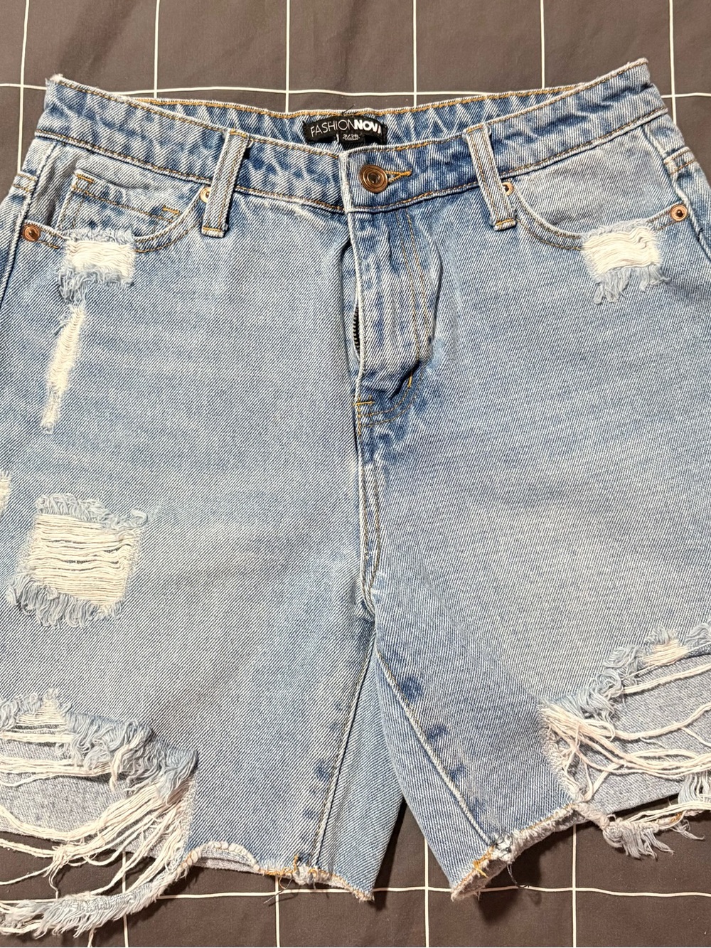 Fashion Nova Light Blue Distressed Denim Shorts